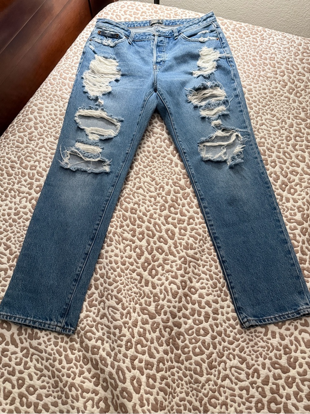Abercrombie & Fitch Light Blue Distressed Straight Jeans